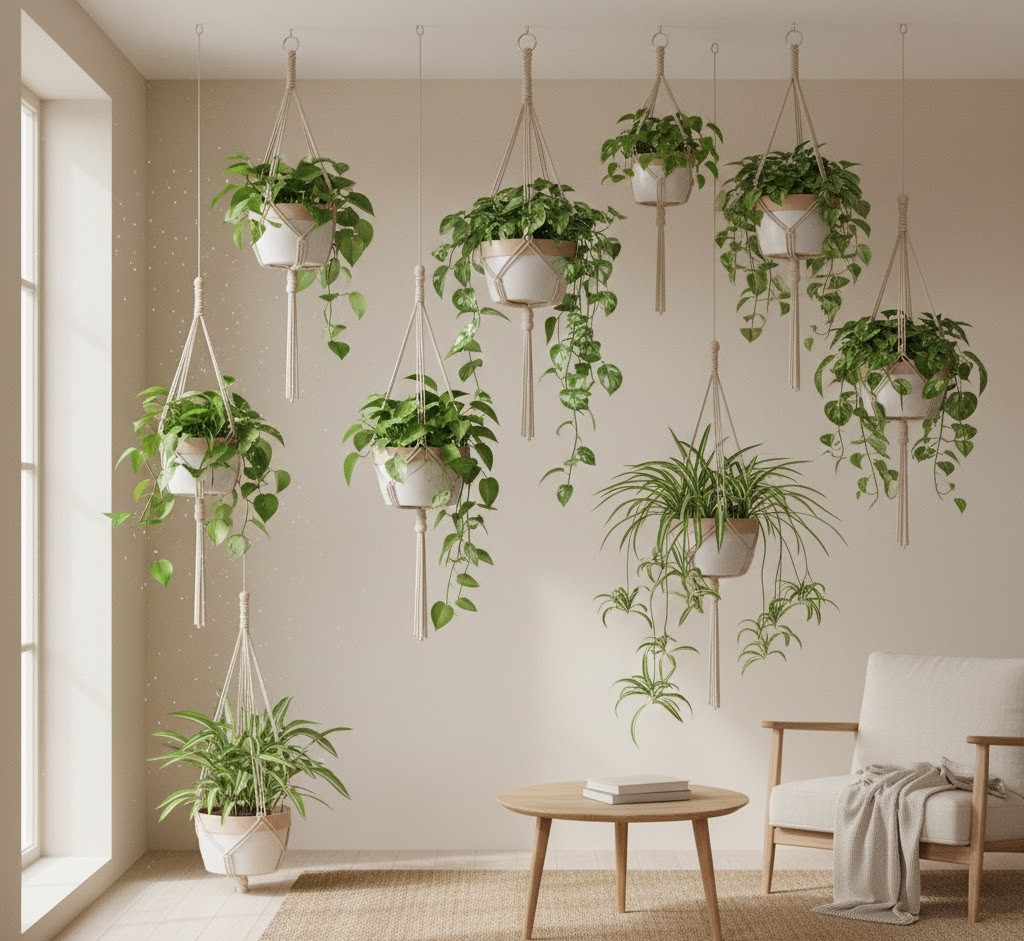 Hanging plants in modern interior