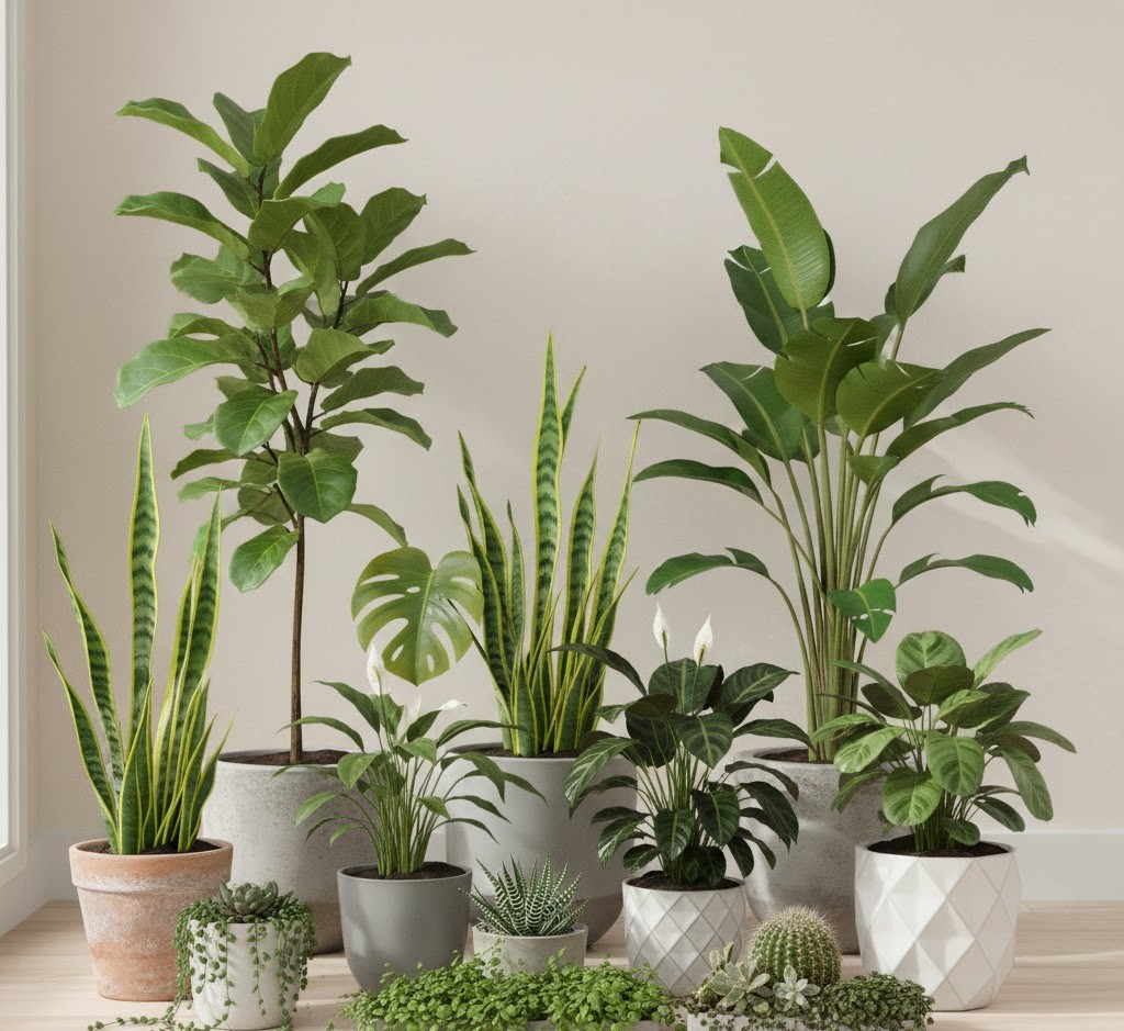 Layered plant arrangement with varying heights