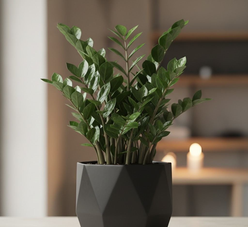 ZZ plant in modern container